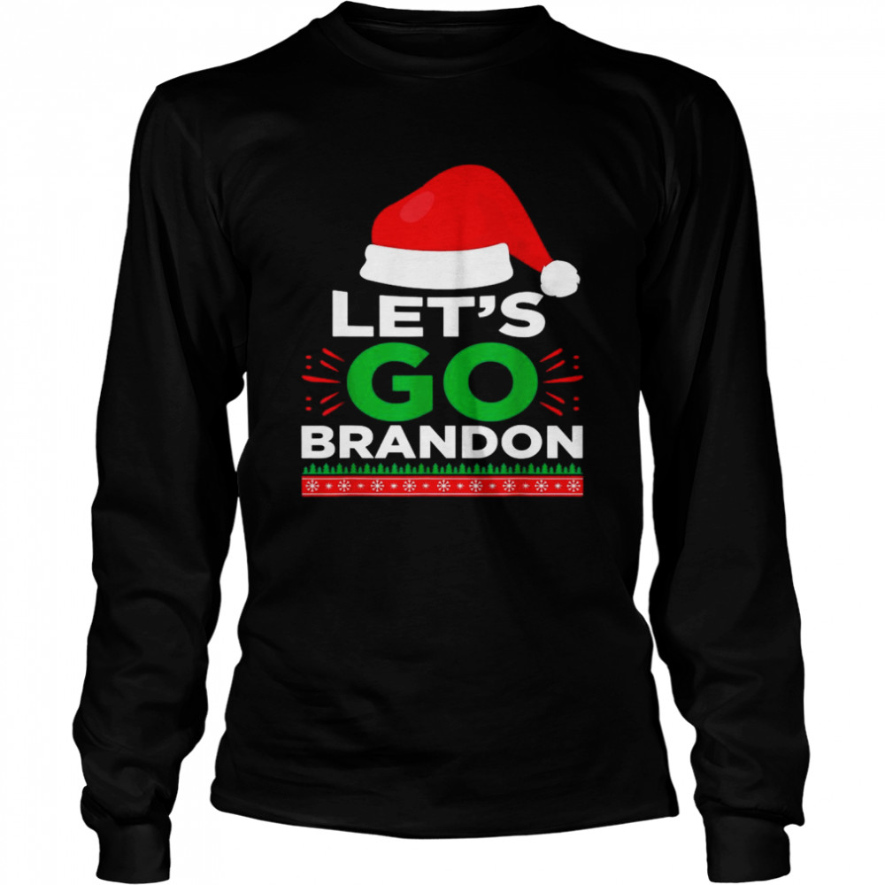 Santa Hat Xmas Lets Go Brandon Merry Christmas Shirt Long Sleeved T Shirt