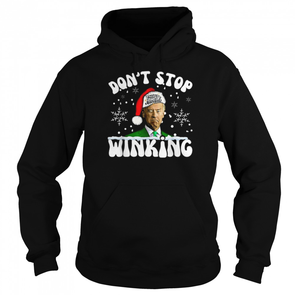 Santa Joe Biden feliz navidad don’t stop winking Christmas shirt Unisex Hoodie