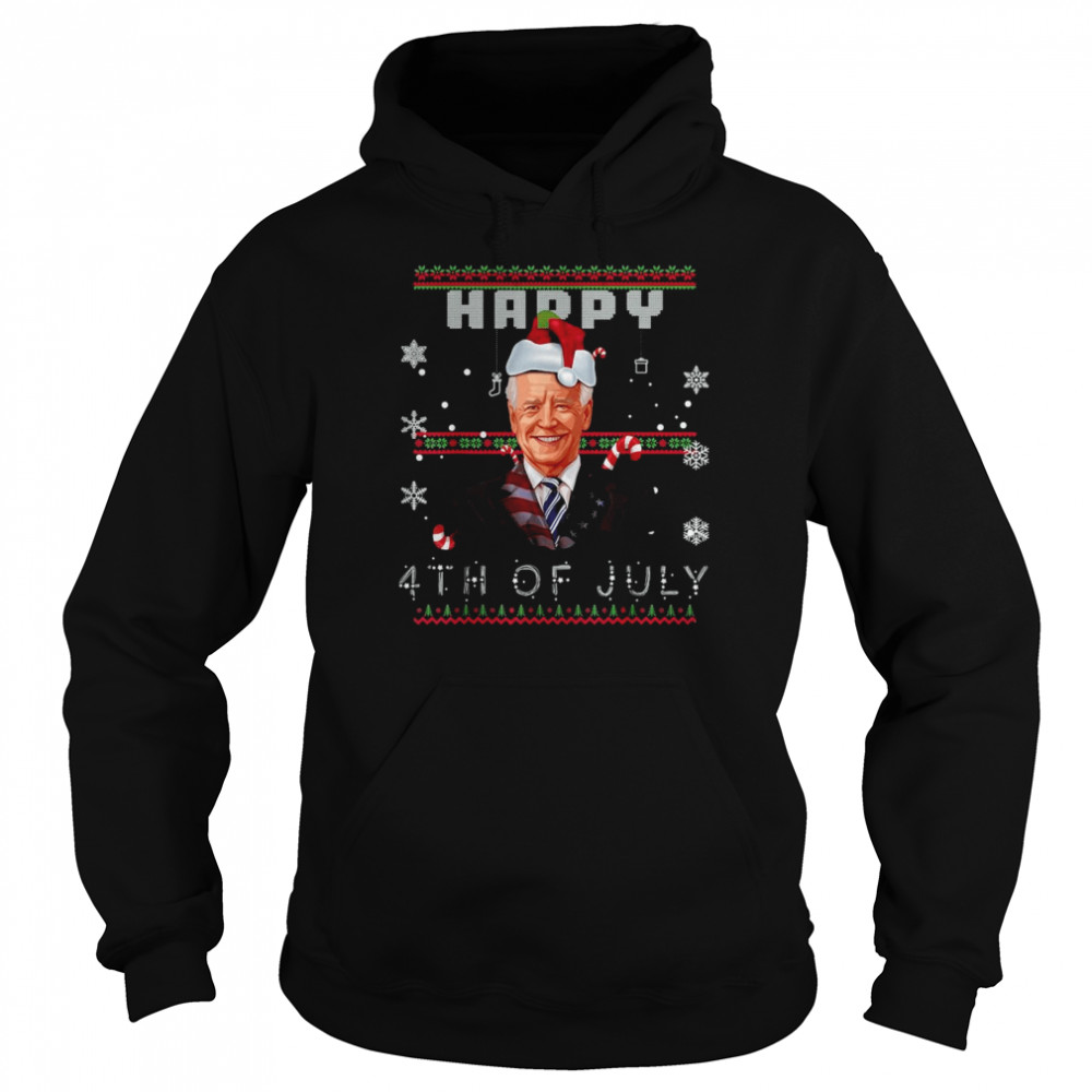 Santa Joe Biden Happy 4Th Of July Ugly Christmas Shirt Unisex Hoodie