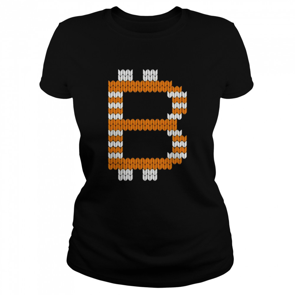 Strickmuster Mit Bitcoinlogo Classic Womens T Shirt