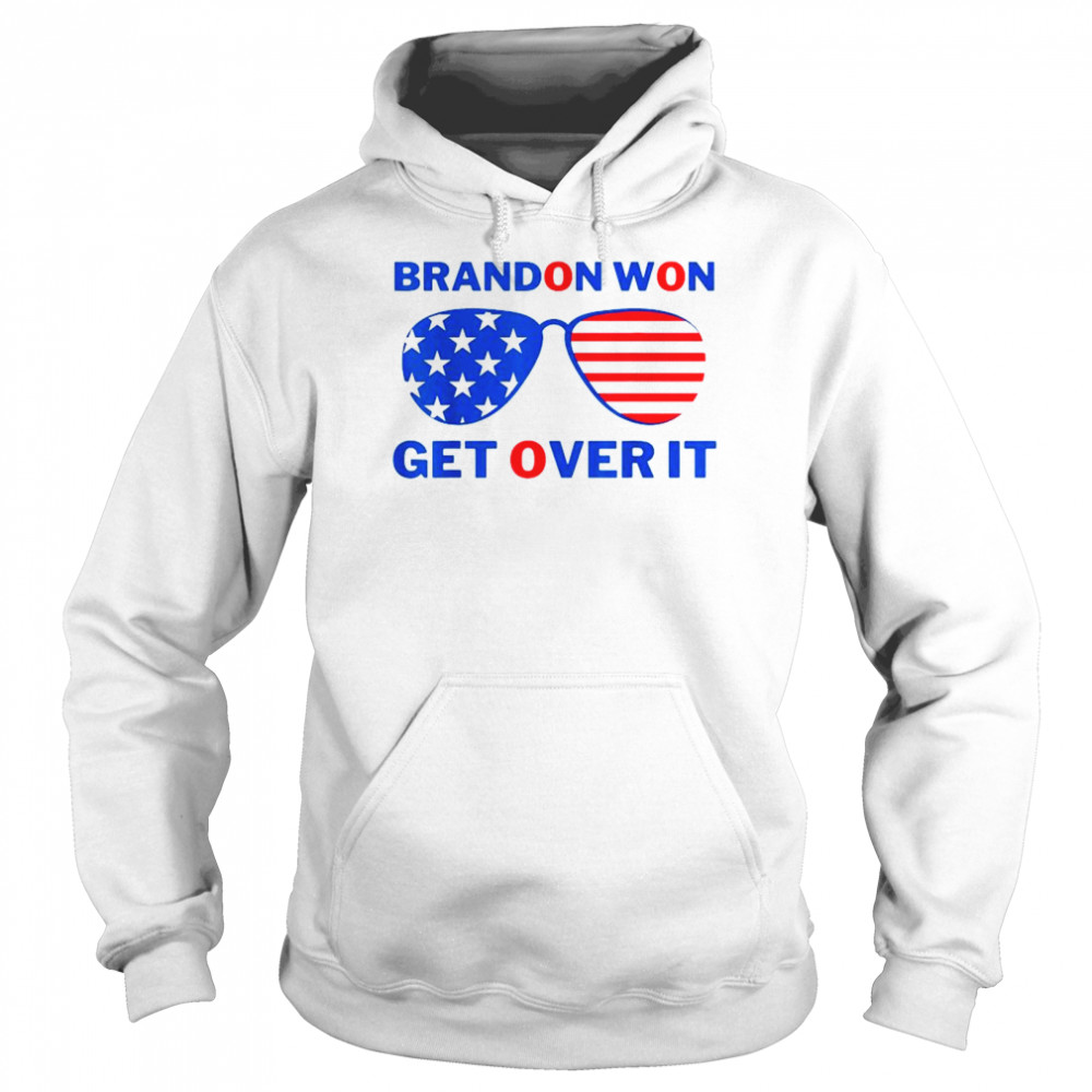 Sunglass brandon won get over it let’s go brandon American flag shirt Unisex Hoodie