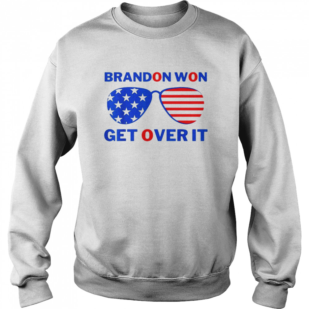 Sunglass brandon won get over it let’s go brandon American flag shirt Unisex Sweatshirt
