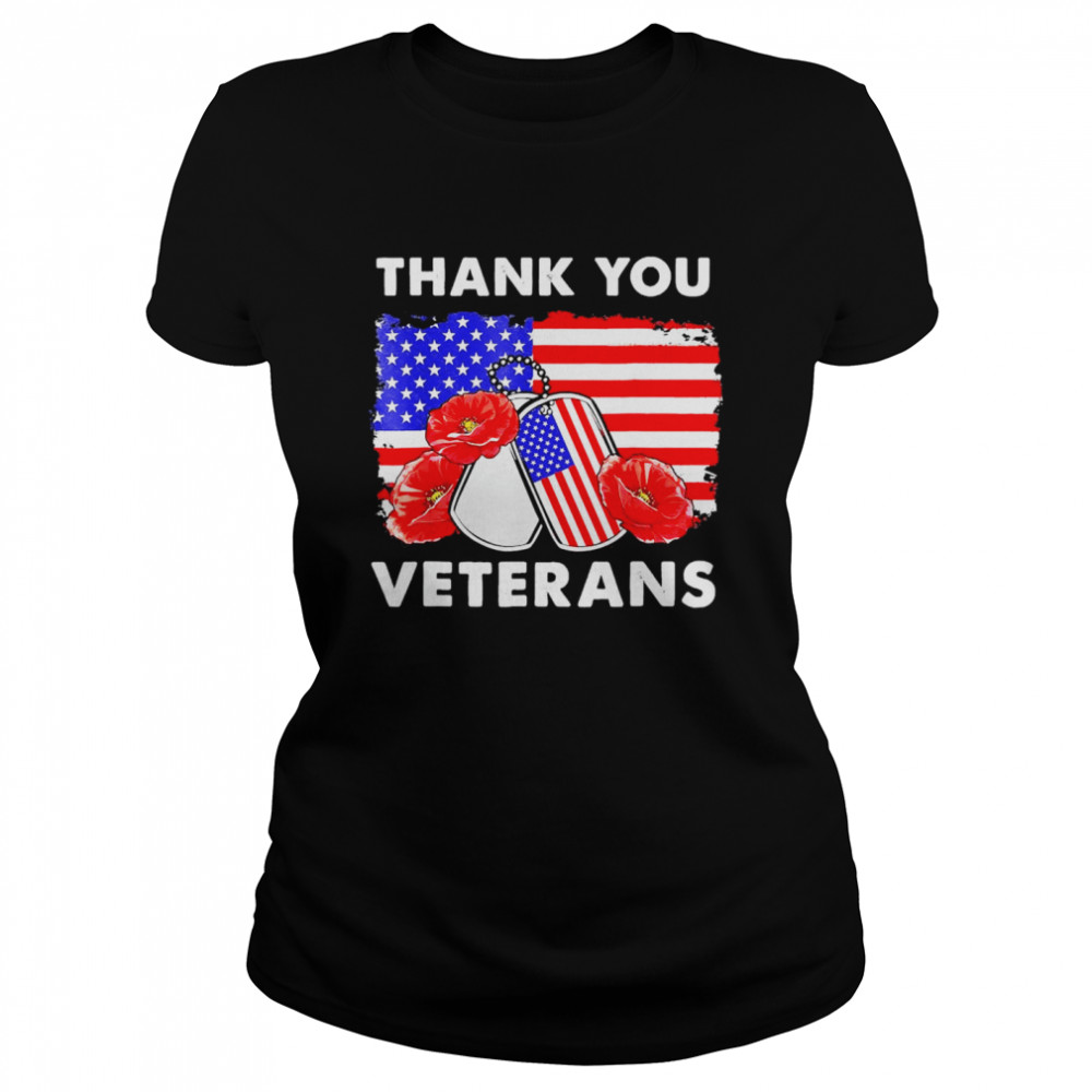 Thank You Veterans Combat Boots Poppy Flower T Classic Womens T Shirt