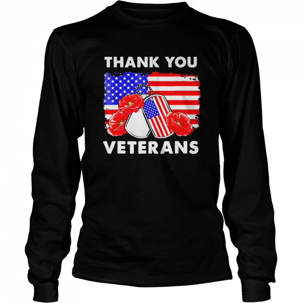 Thank You Veterans Combat Boots Poppy Flower T- Long Sleeved T-Shirt