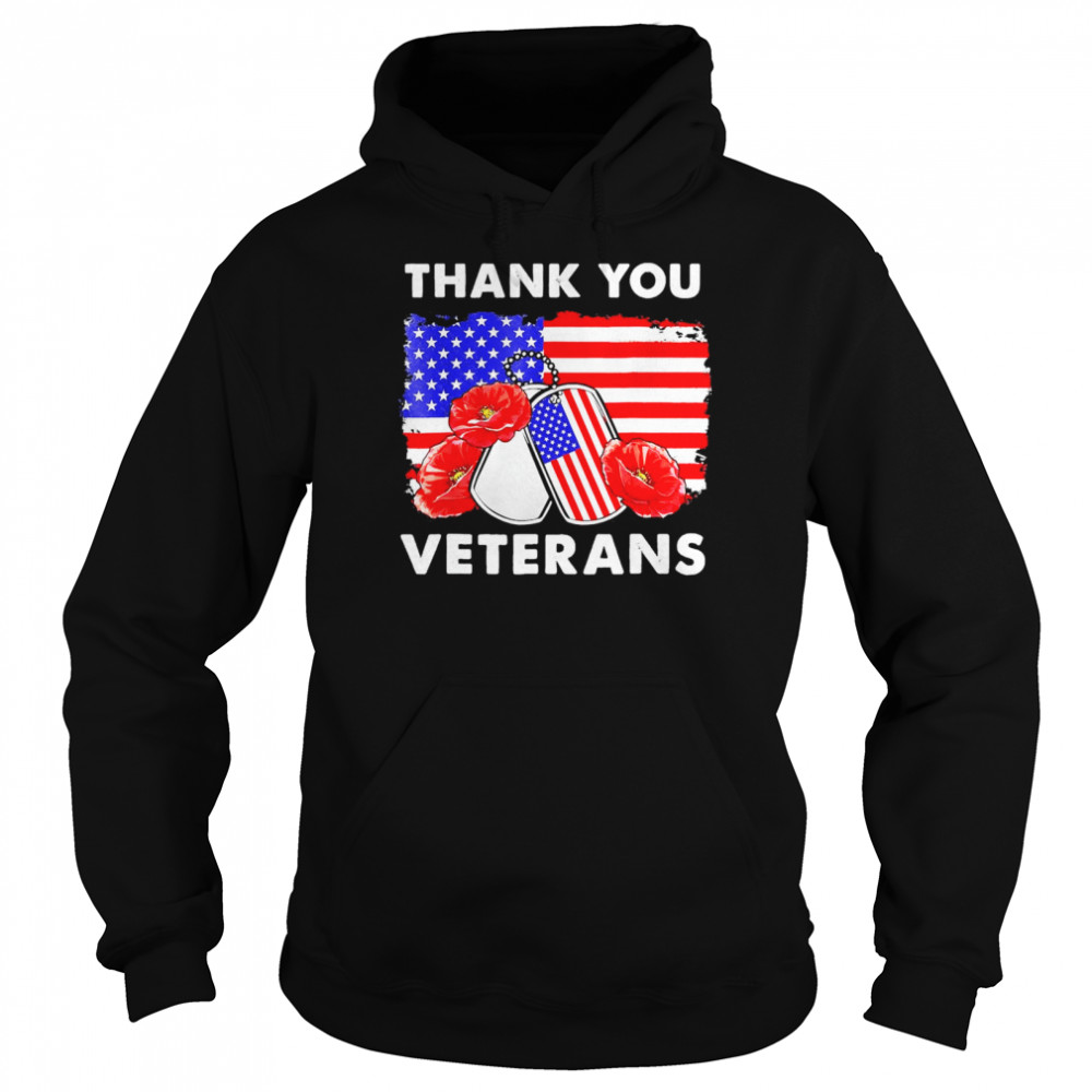 Thank You Veterans Combat Boots Poppy Flower T Unisex Hoodie