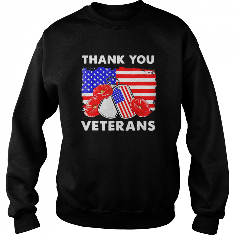 Thank You Veterans Combat Boots Poppy Flower T Unisex Sweatshirt
