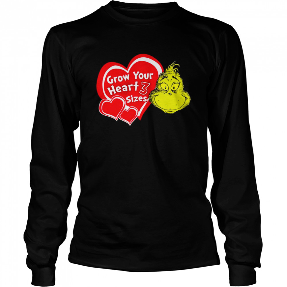 The Grinch Face grow your heart 3 sizes shirt Long Sleeved T-shirt