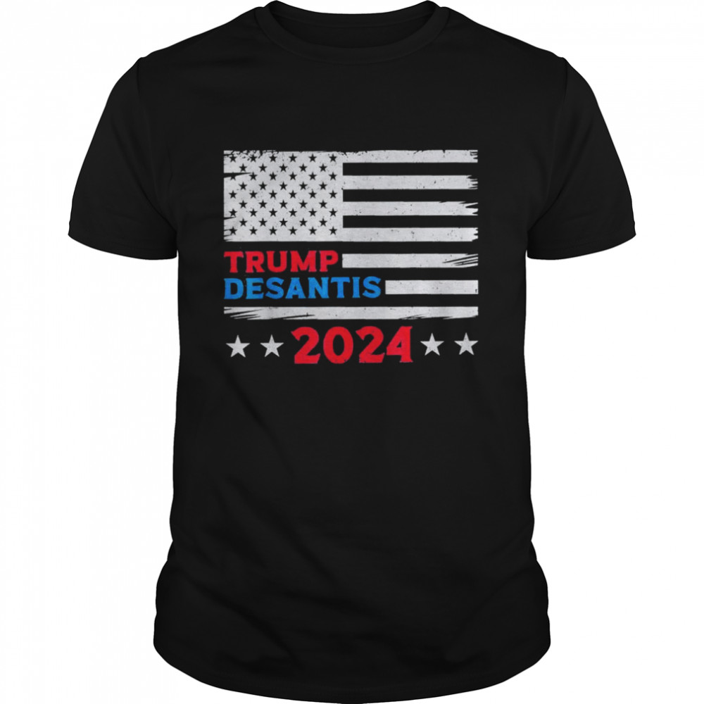 Trump DeSantis 2024 American Flag T- Classic Men's T-shirt
