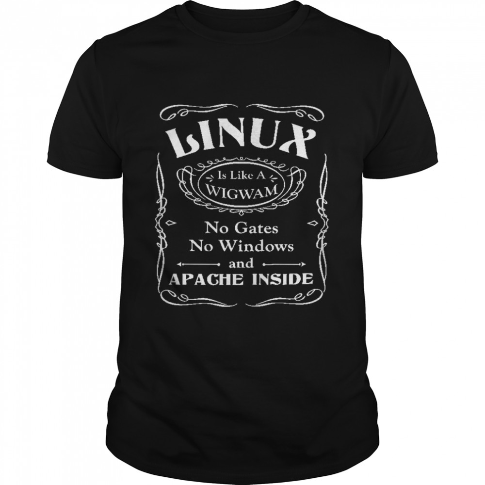 Linux Is Like A Wigwam No Gates No Windows And Apache Inside  Classic Men's T-shirt