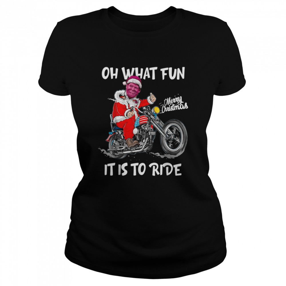 Biker Santa Motorcycle Fan Merry Christmas Xmas Holidays  Classic Women's T-shirt