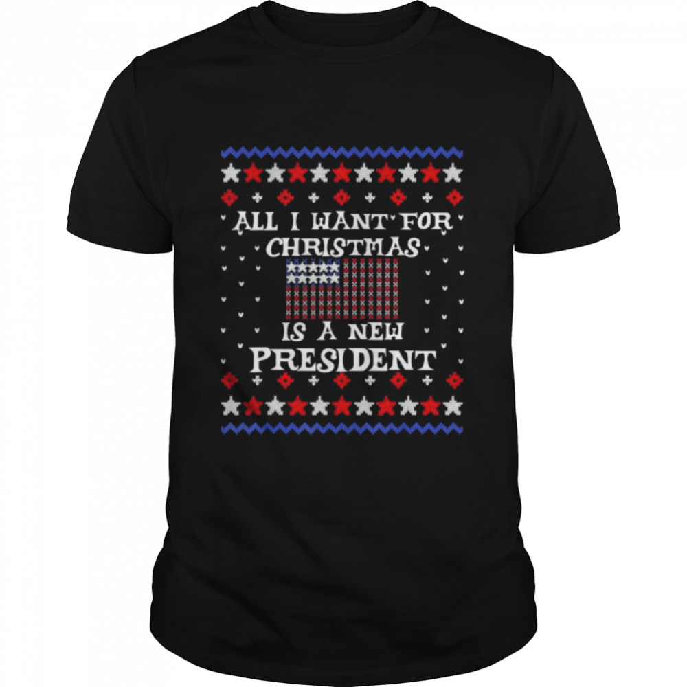 All I want For Christmas Is A New President Anti Biden US Flag Premium T- Classic Men's T-shirt