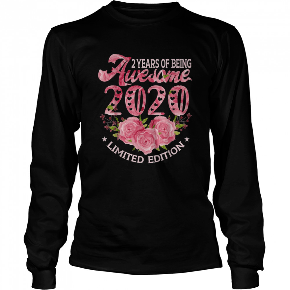 2 Jahre Alte Blume 2020 Geschenk Geburtstag Mädchen  Long Sleeved T-Shirt