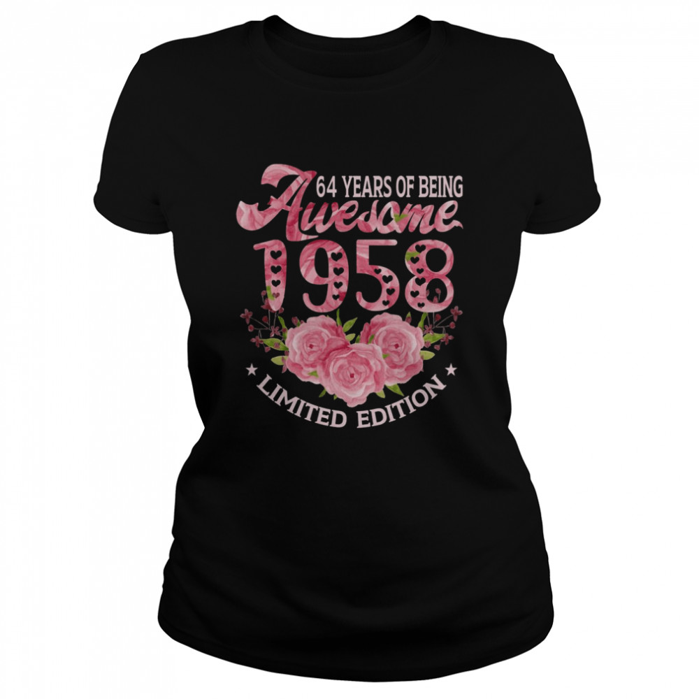 64 Year Old Pink Vintage 1958 Bday 64Th Birthday Classic Womens T Shirt