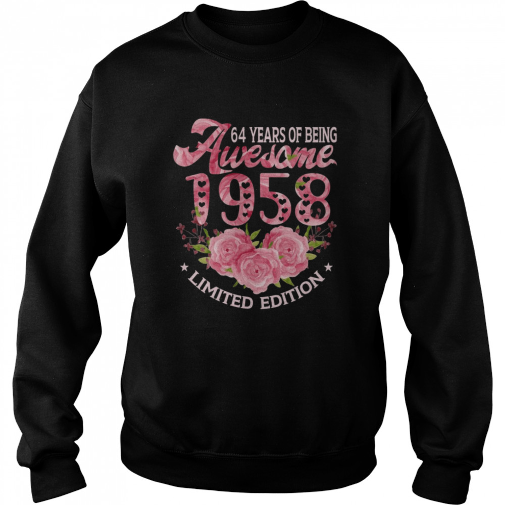 64 Year Old Pink Vintage 1958 Bday 64Th Birthday  Unisex Sweatshirt