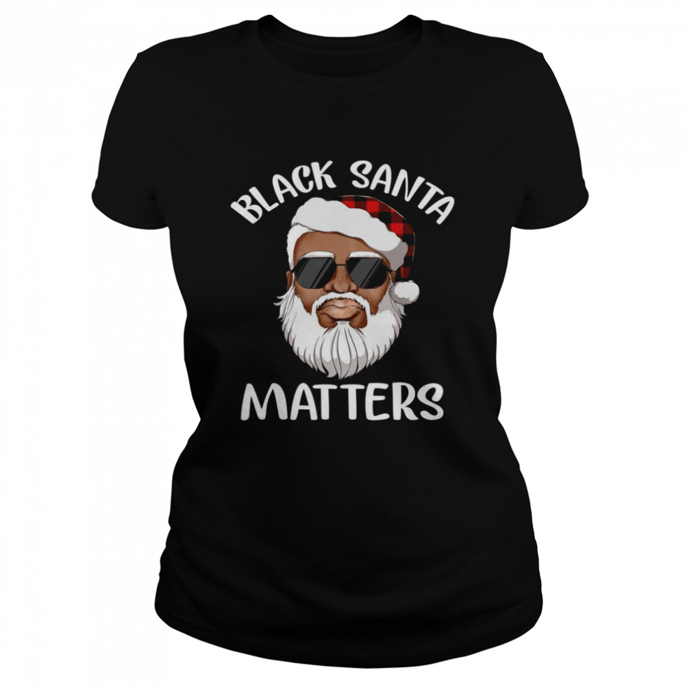 African American Santa Face Mask Black Matters Christmas Classic Womens T Shirt
