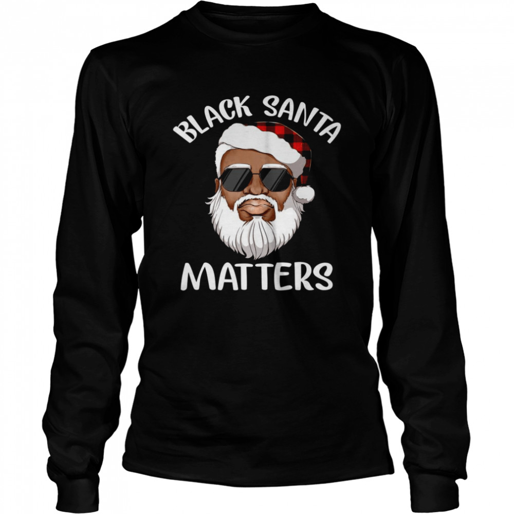 African American Santa Face Mask Black Matters Christmas Long Sleeved T Shirt