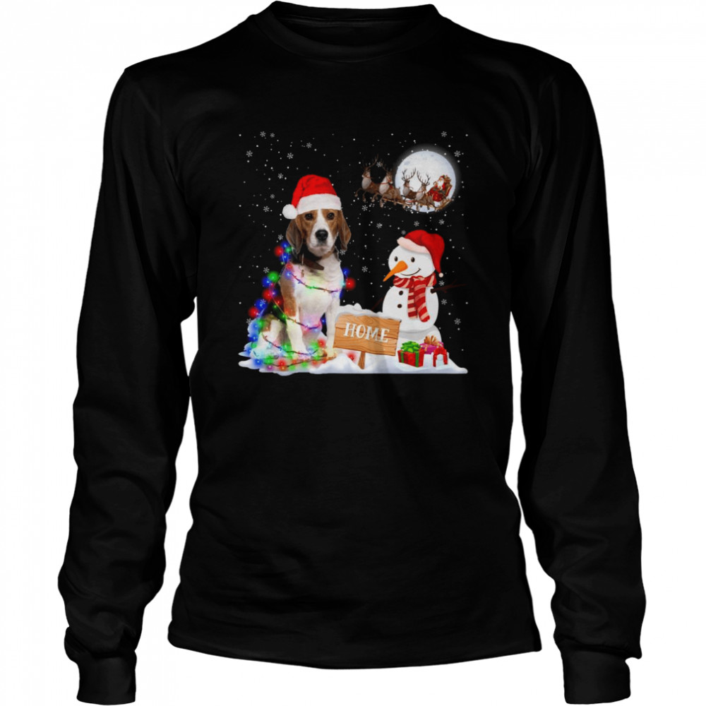 Beagle Dog Merry Christmas Party Family Matching Long Sleeved T Shirt