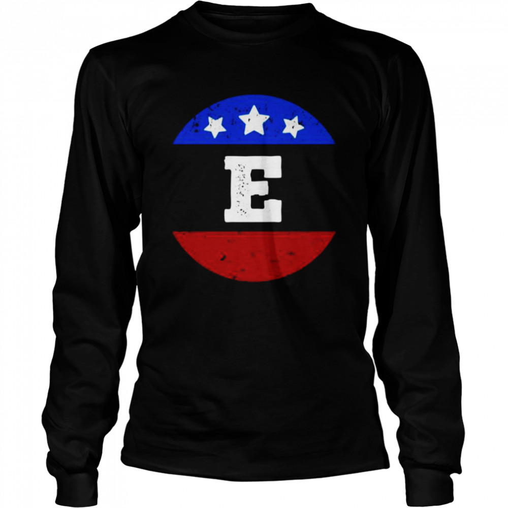 Buchstabe E Initiale, amerikanische Flagge mit Buchstabe E Monogramm E  Long Sleeved T-shirt