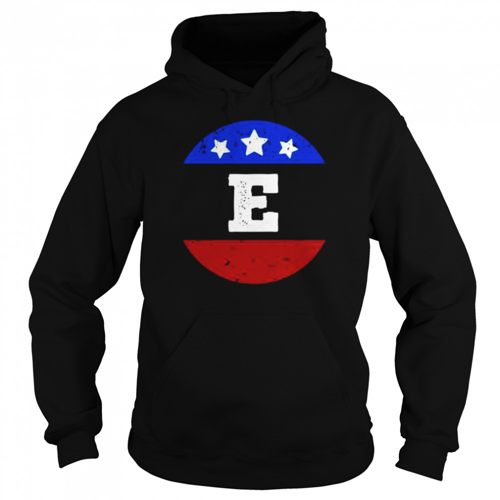 Buchstabe E Initiale, amerikanische Flagge mit Buchstabe E Monogramm E  Unisex Hoodie