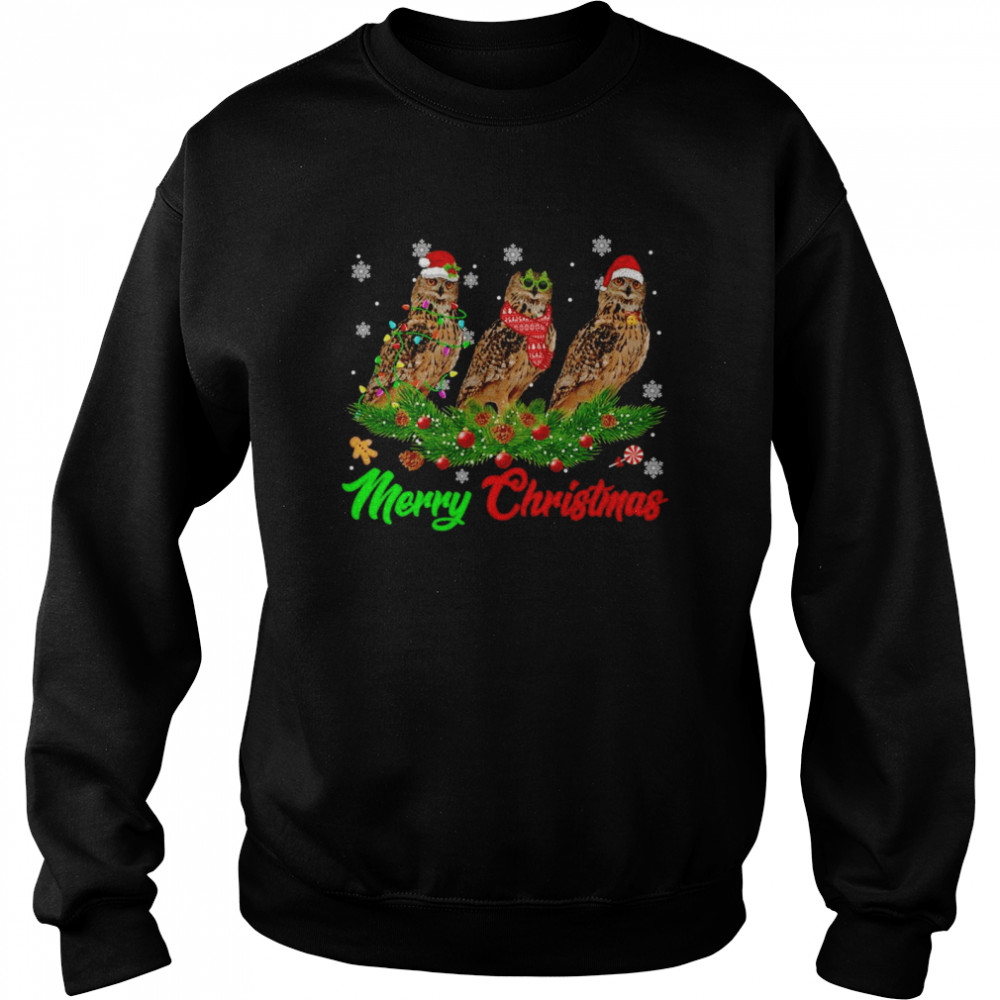 Christmas Pajama Owl Hat Santa Xmas Lights Unisex Sweatshirt
