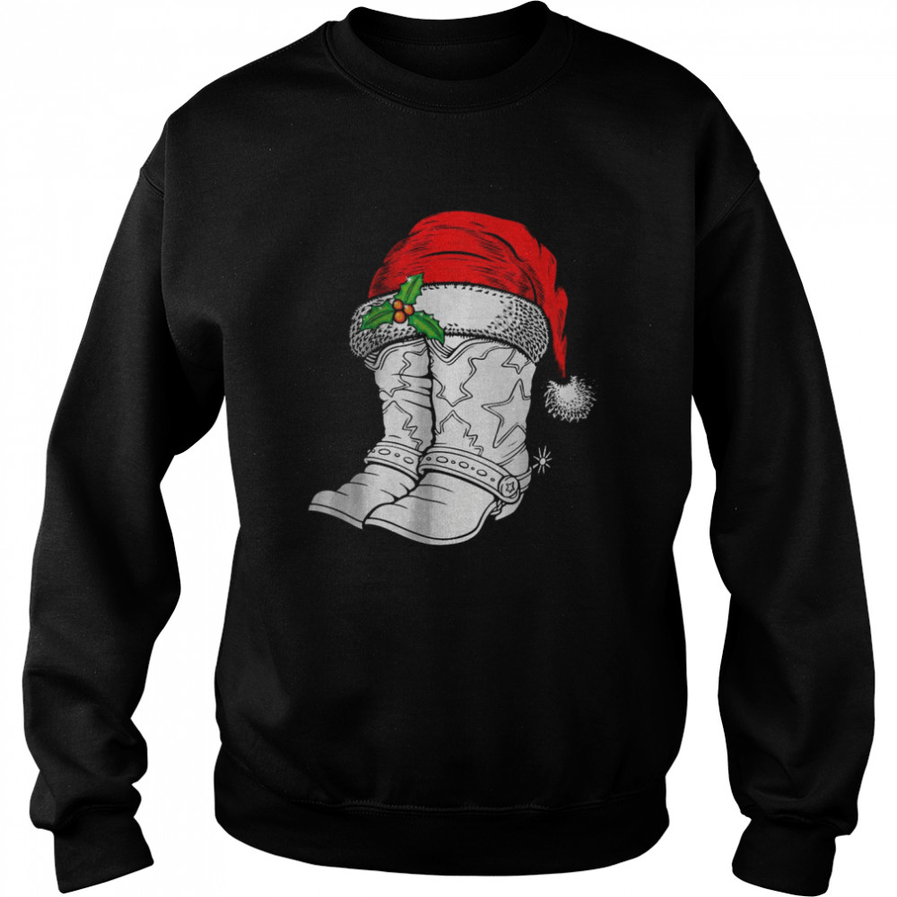 Christmas Santa Hat Cowboys Boots T Unisex Sweatshirt