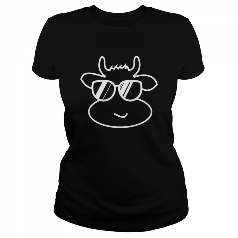 Cow With Sunglasses, Cool And Cute Cow  Classic Women'S T-Shirt