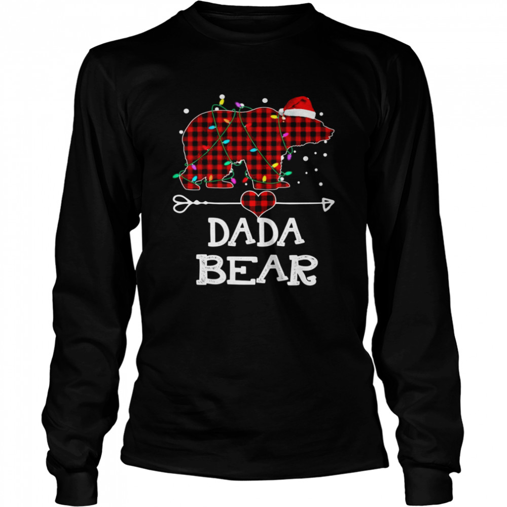 Dada Bear , Red Buffalo Plaid Dada Bear Pajama  Long Sleeved T-Shirt