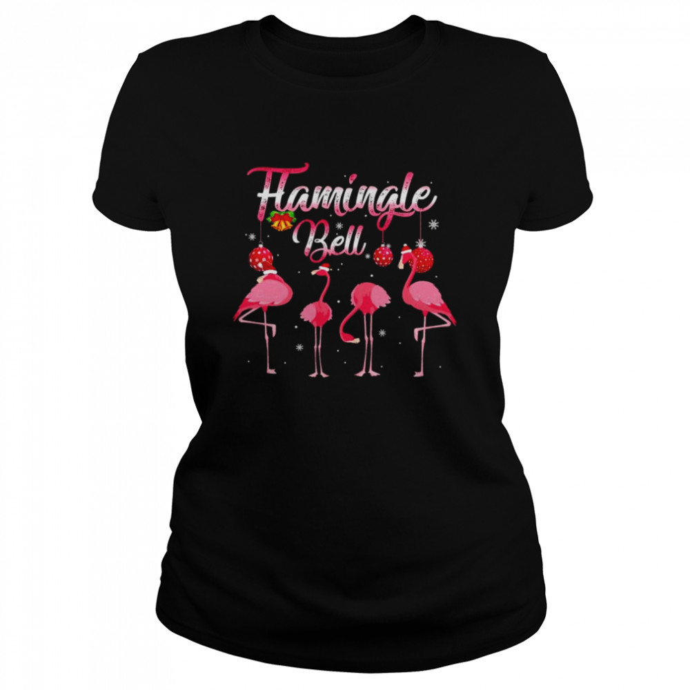 Flamingle Bell Pink Flamingo Christmas Shirt Classic Women'S T-Shirt
