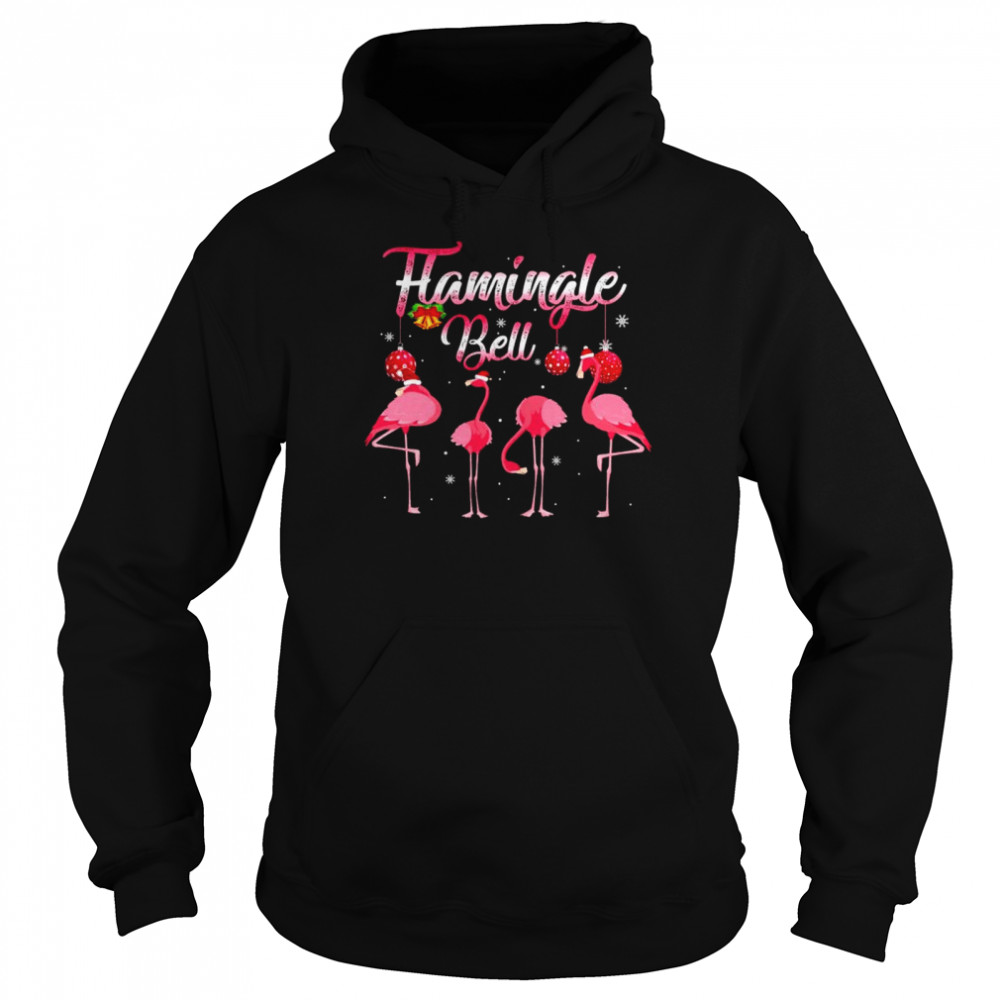 Flamingle Bell Pink Flamingo Christmas Shirt Unisex Hoodie