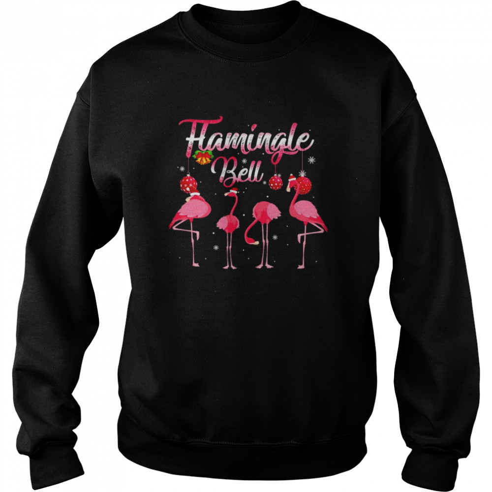 Flamingle Bell Pink Flamingo Christmas Shirt Unisex Sweatshirt