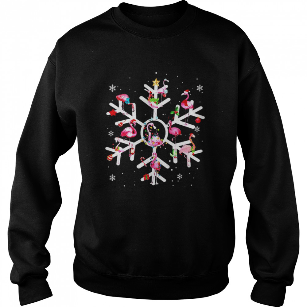Flamingo Snowflakes Christmas Shirt Unisex Sweatshirt