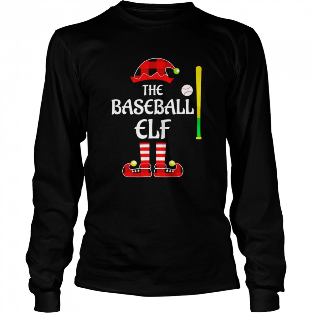 The Baseball Elf Christmas Shirt Long Sleeved T Shirt