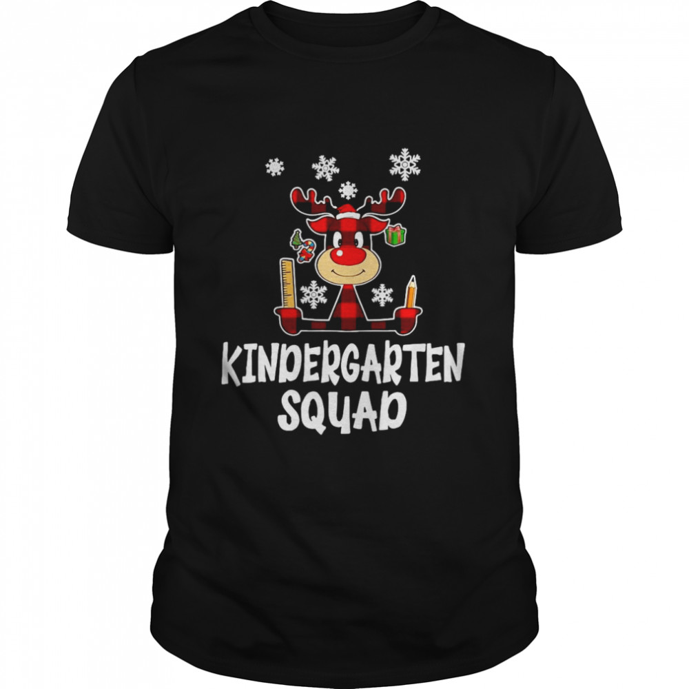 Kindergarten Teacher Squad Reindeer Teacher Christmas Sweater  Classic Men's T-shirt