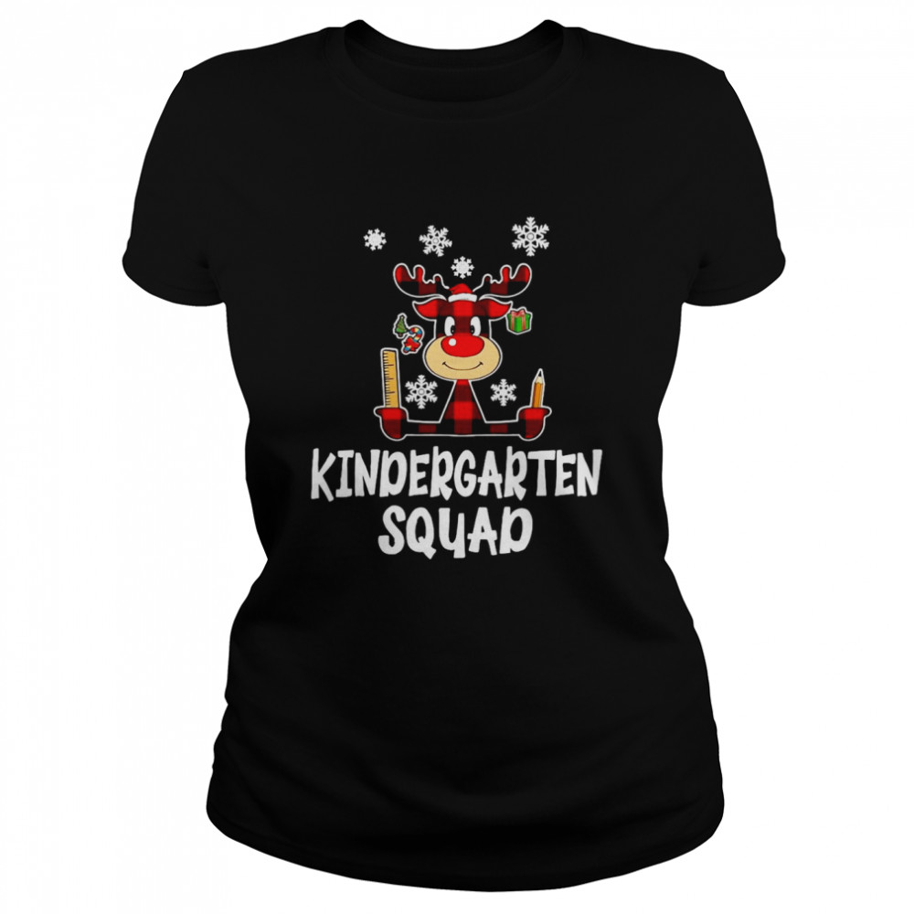 Kindergarten Teacher Squad Reindeer Teacher Christmas Sweater  Classic Women'S T-Shirt