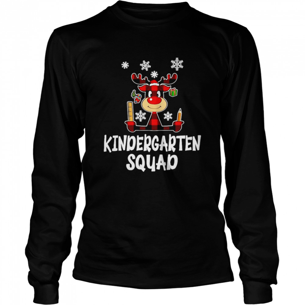 Kindergarten Teacher Squad Reindeer Teacher Christmas Sweater Long Sleeved T Shirt