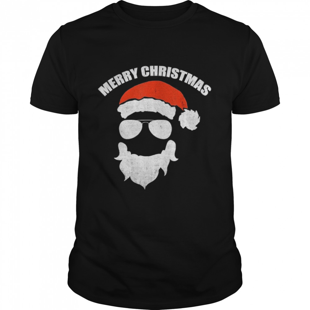 Santa Claus Face Sunglasses With Hat Beard Christmas T- Classic Men's T-shirt