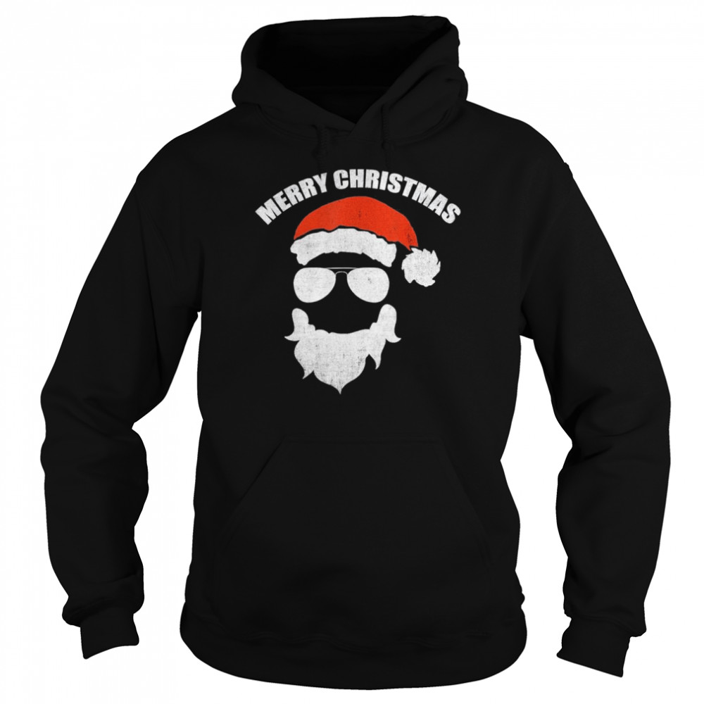 Santa Claus Face Sunglasses With Hat Beard Christmas T Unisex Hoodie