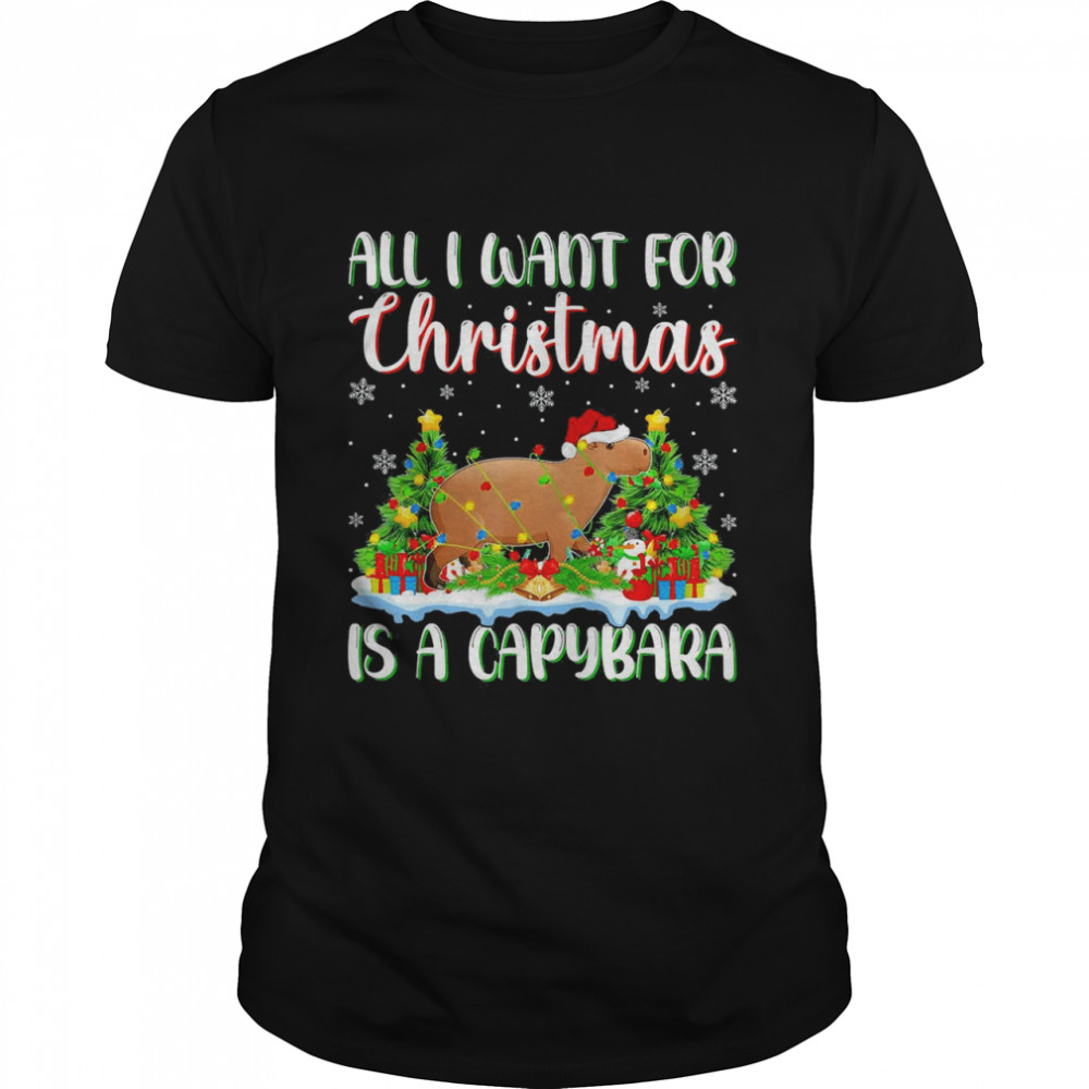 Xmas Lighting Santa All I Want For Christmas Is A Capybara  Classic Men's T-shirt