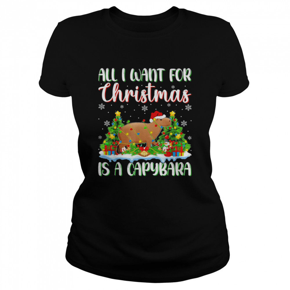 Xmas Lighting Santa All I Want For Christmas Is A Capybara  Classic Women'S T-Shirt