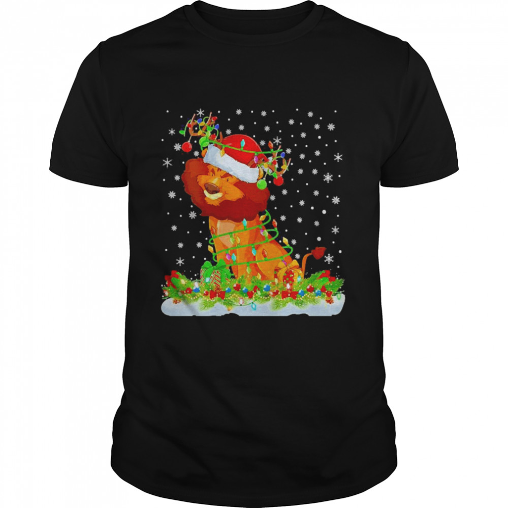 Lion Animal Matching Santa Lighting Lion Christmas  Classic Men's T-shirt
