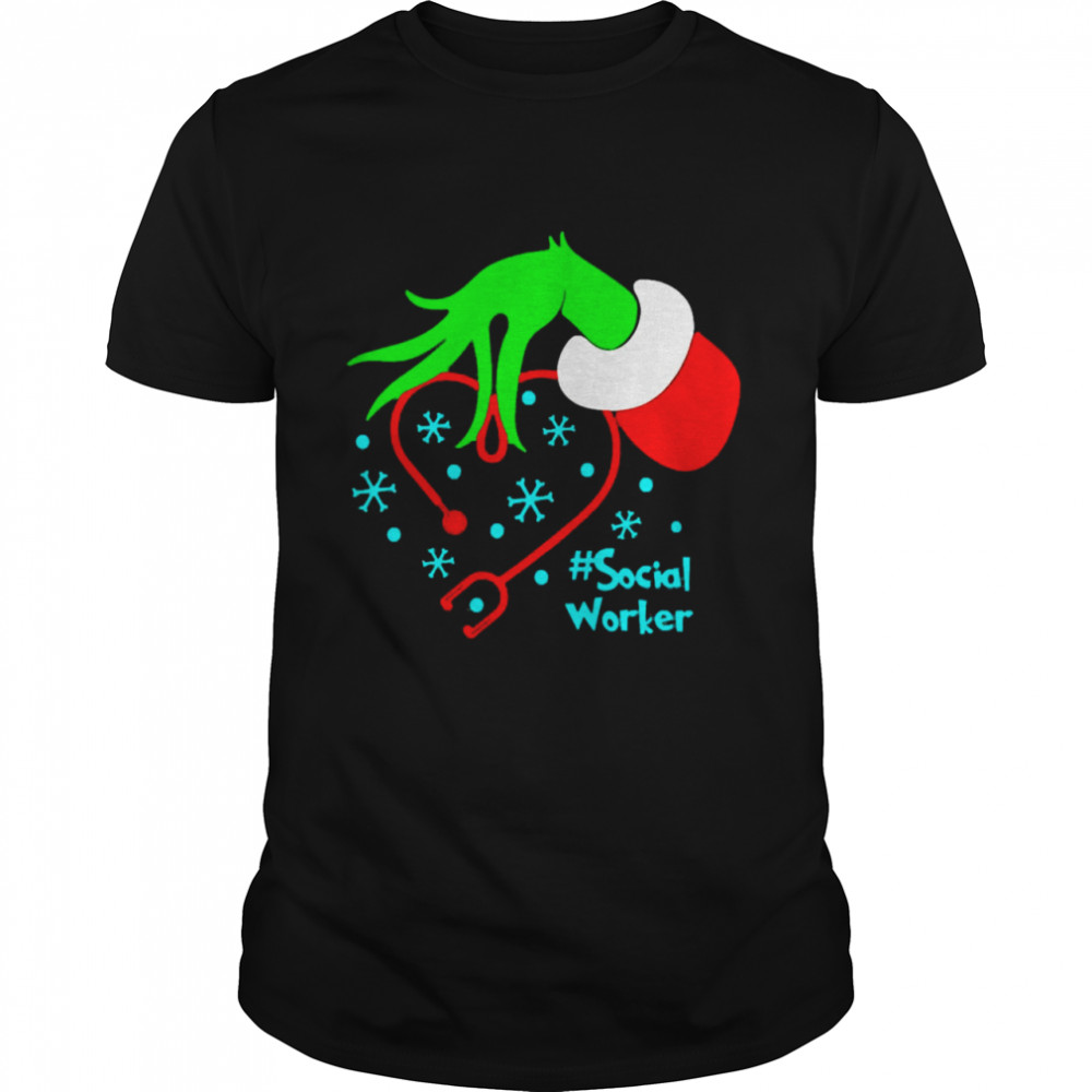 Grinch’s Social Worker Nurse Stethoscope Christmas Sweater  Classic Men's T-shirt