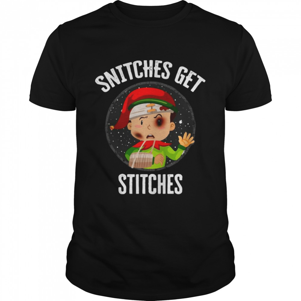 Snitches Get Stitches Elf Snitched To Santa Claus Xmas Sweater  Classic Men's T-shirt