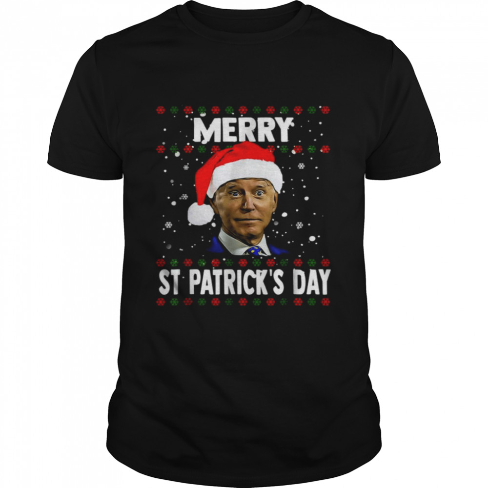 Santa Biden Merry St Patrick’s Day Snowflake Christmas shirt Classic Men's T-shirt