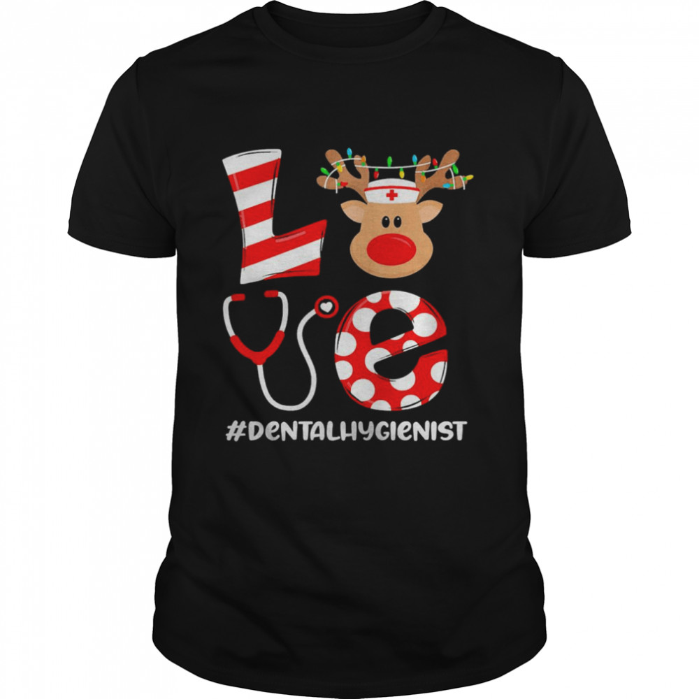 Christmas Nurse Love Dental Hygienist Santa Reindeer Nurse Hat Elf Sweater  Classic Men's T-shirt
