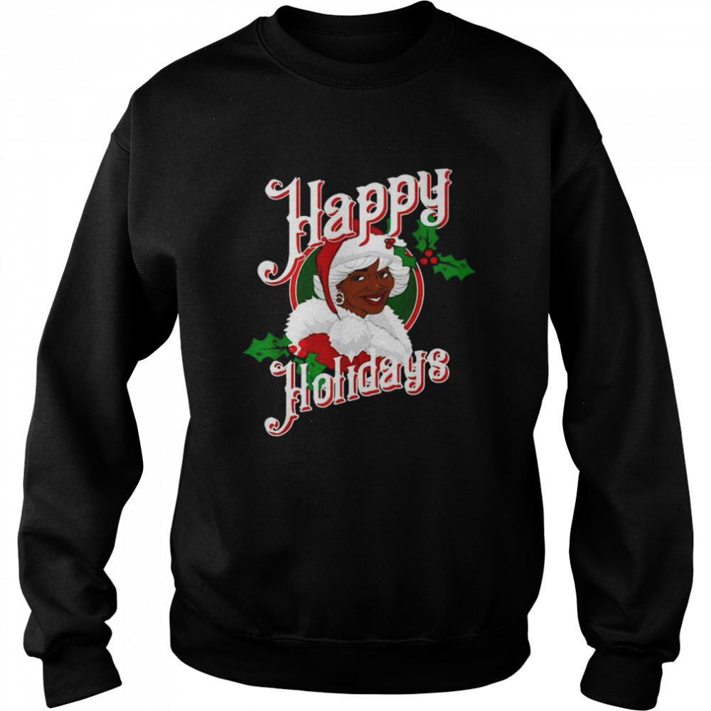 Black Happy Holidays African American Santa Mrs Claus  Unisex Sweatshirt