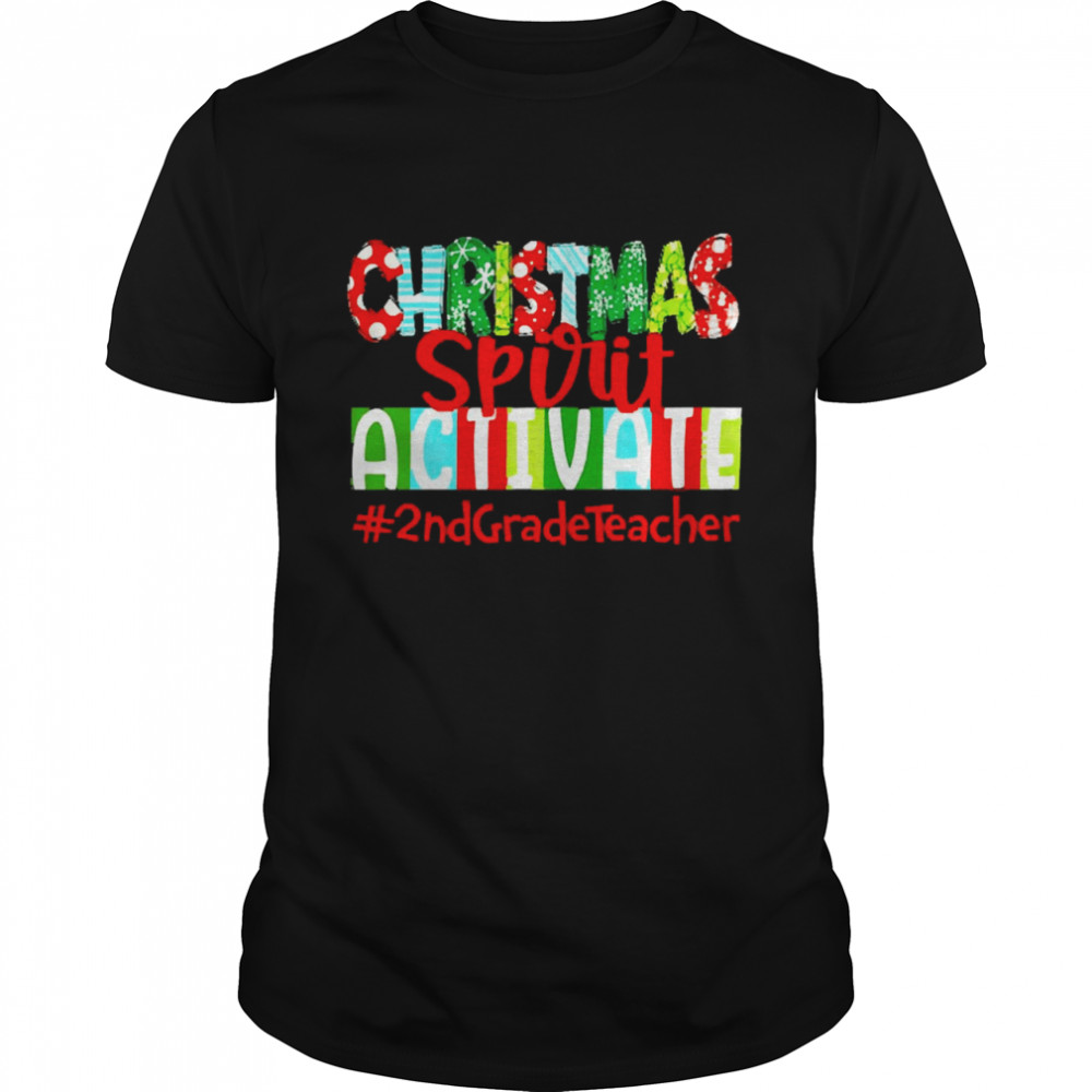 Christmas Spirit Activate 2nd Grade Teacher Sweater  Classic Men's T-shirt