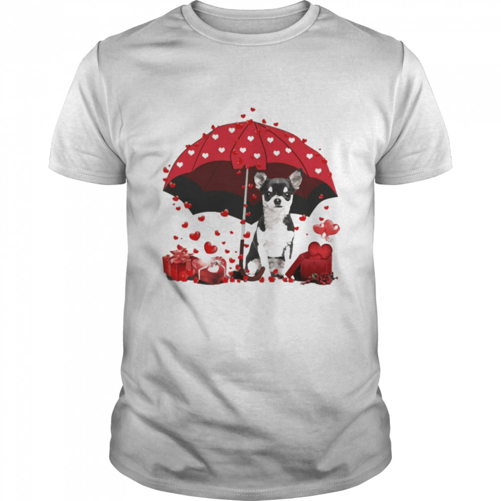Loving Red Umbrella Black Chihuahua Christmas Sweater  Classic Men's T-shirt