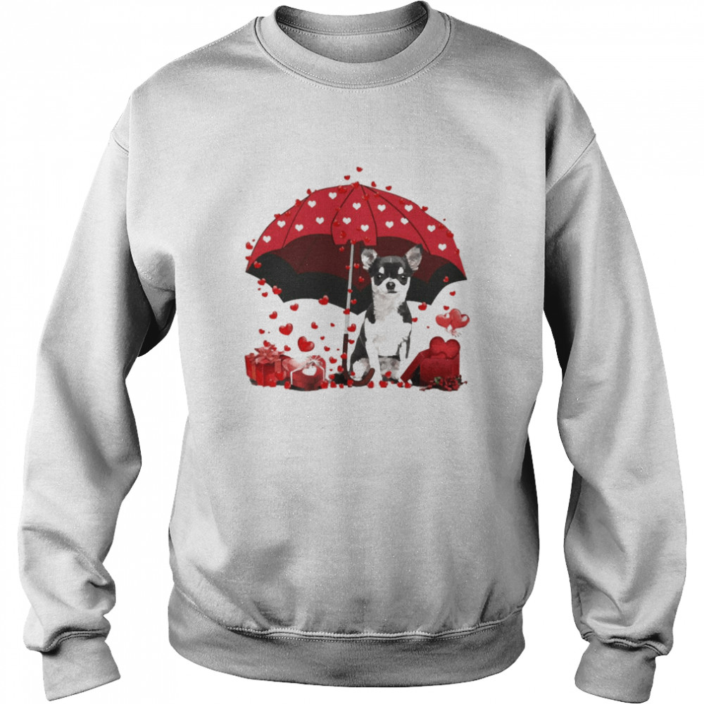 Loving Red Umbrella Black Chihuahua Christmas Sweater  Unisex Sweatshirt