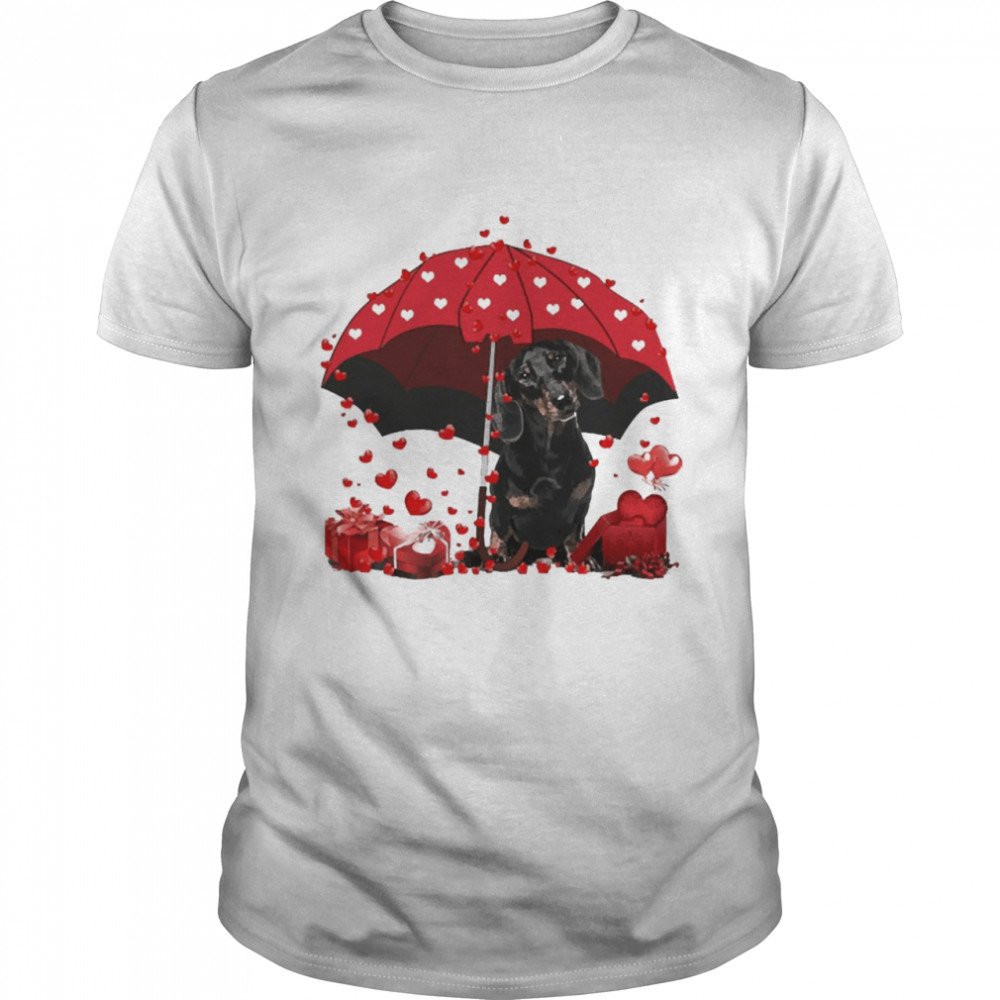 Loving Red Umbrella Black Dachshund Christmas Sweater  Classic Men's T-shirt