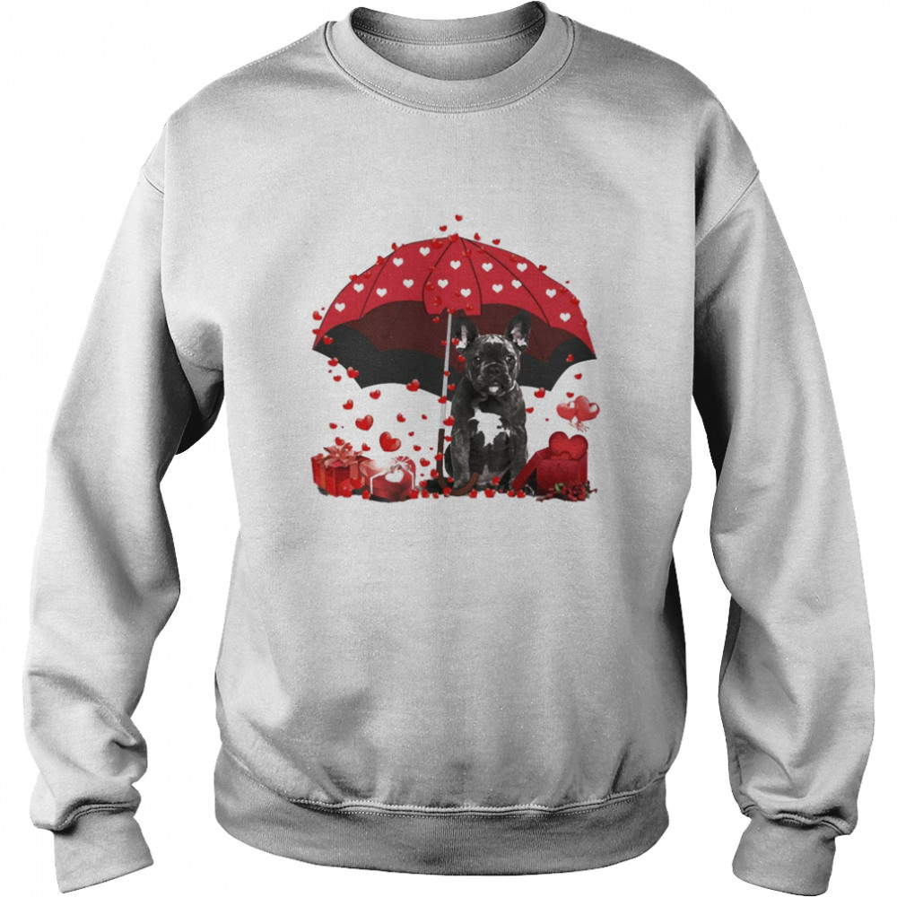 Loving Red Umbrella Black French Bulldog Christmas Sweater  Unisex Sweatshirt